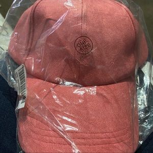 Charming Charlie coral/pink suede baseball cap